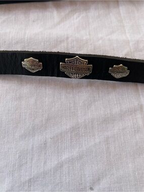Harley-Davidson Black Leather Dog Leash Silver Logo Studs 46”